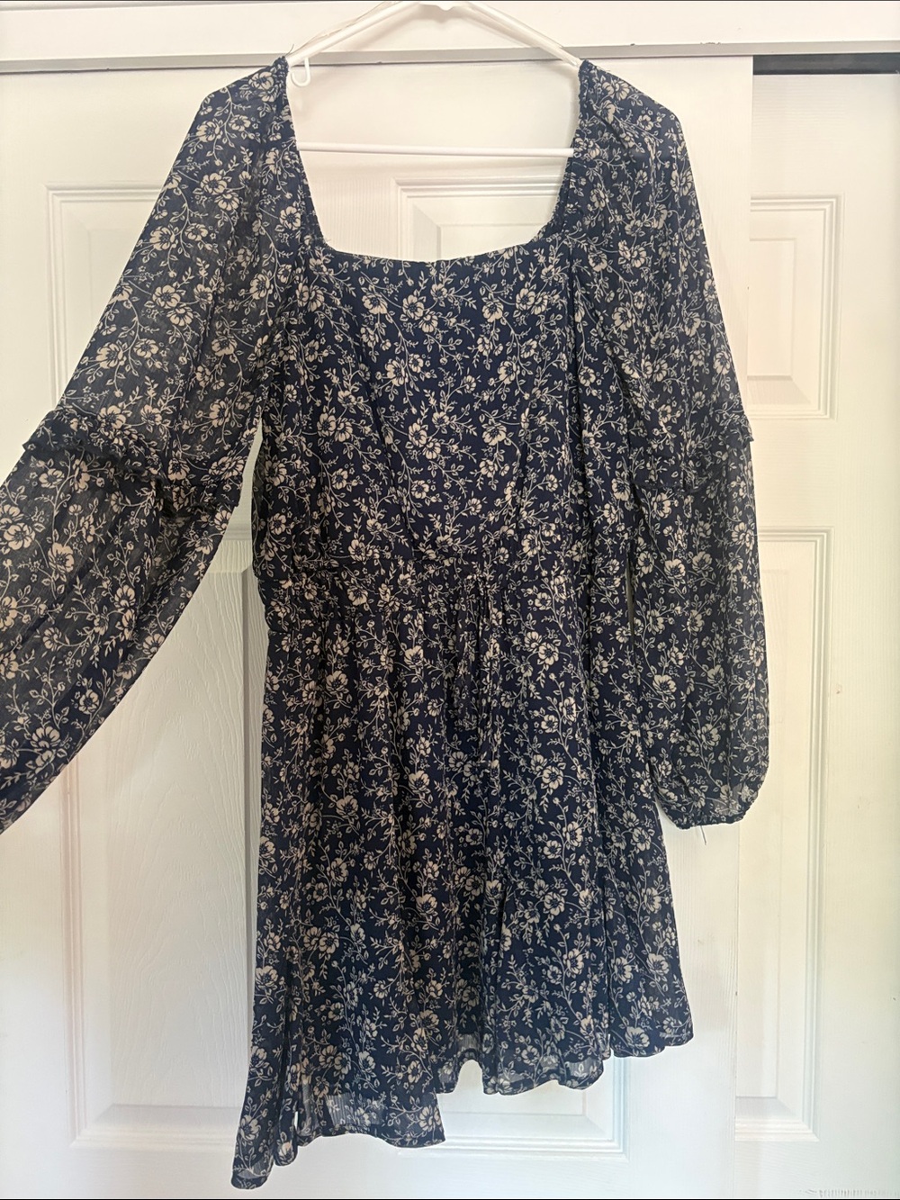 Altar'd state Navy Floral Square-Neck Mini Dress